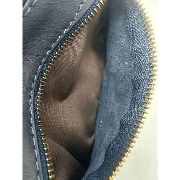 Leather Wristlet w/ Zipper for Women Italian Leather Navy Blue - Picture 6 of 6